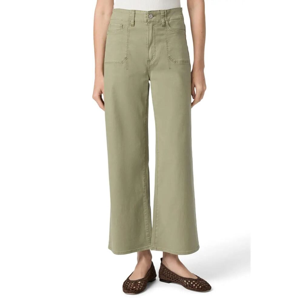 PAIGE Anessa Olive Green High Rise Wide Leg Jeans Size 29